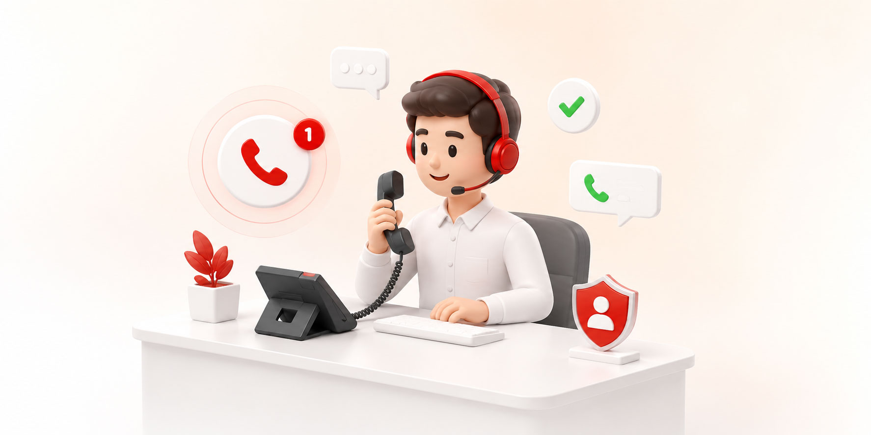 Receptionist answering calls in a modern office