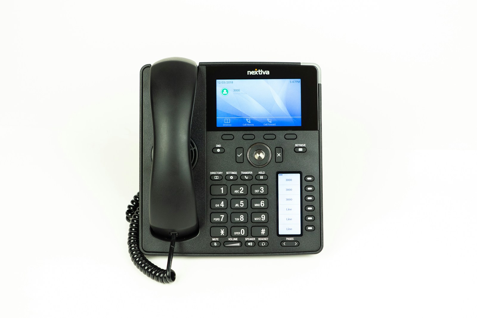 IP desk phone on an office desk, registered to a SIP extension
